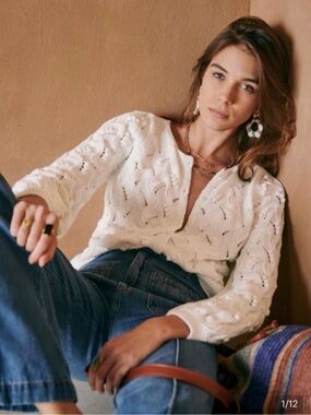 EUC Sezane Marthe Cardigan in white size M.